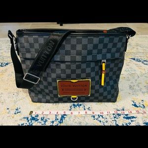 Black and gray checkered bag